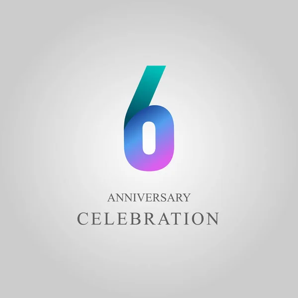 Celebração de aniversário de 6 anos Vector Template Design Illustration —  Vetores de Stock