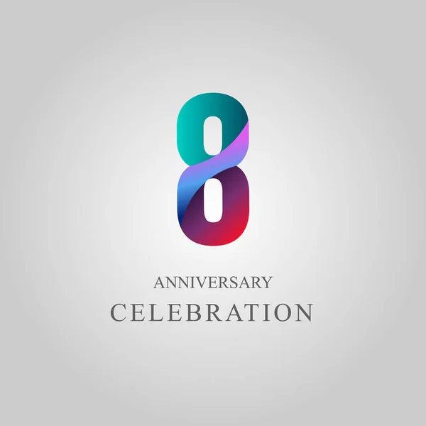 8 Year Anniversary Celebration Vector Template Design Illustration — Stock Vector