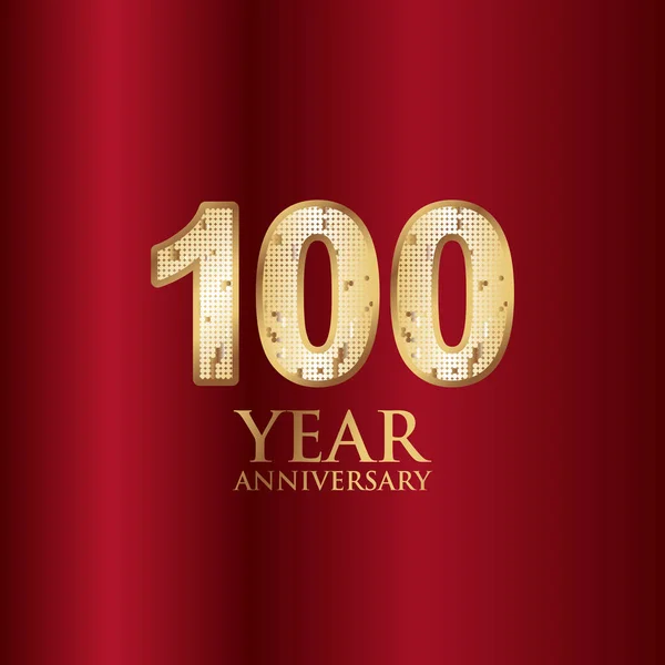 100 Aniversario Oro con fondo rojo Vector Plantilla Diseño Ilustración — Vector de stock