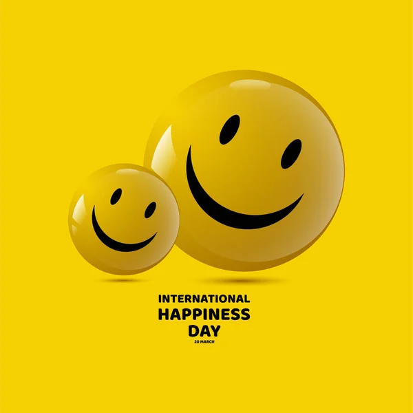 International Happiness Day Vector Template Design Ilustração — Vetor de Stock