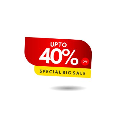 %40'a kadar Özel Büyük Satış Etiketi Vektör Şablonu Tasarım Çizimi