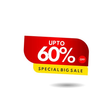%60'a kadar Özel Büyük Satış Etiketi Vektör Şablonu Tasarım Çizimi