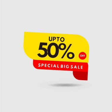 %50'ye kadar Özel İndirim Etiketi Vektör Şablonu Tasarımı Çizimi