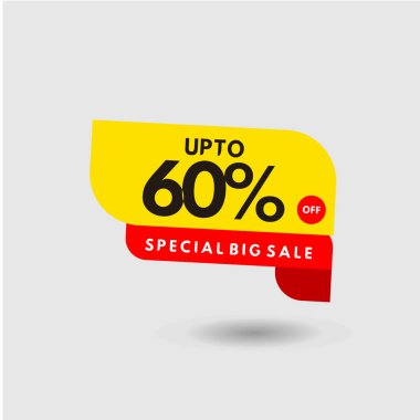 %60'a kadar Özel Büyük Satış Etiketi Vektör Şablonu Tasarım Çizimi
