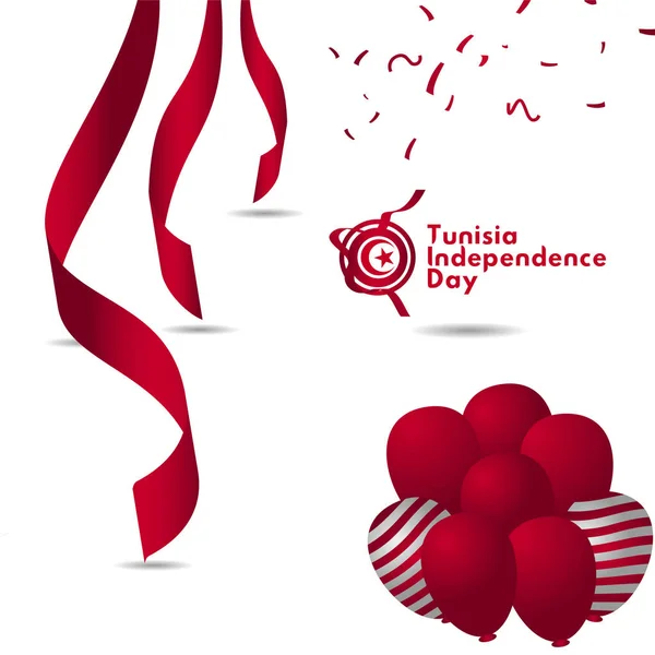 Tunesien Unabhängigkeit Tag Vektor Vorlage Design Illustration — Stockvektor