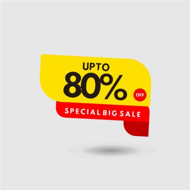 %80'e kadar Özel Büyük Satış Etiketi Vektör Şablonu Tasarım Çizimi