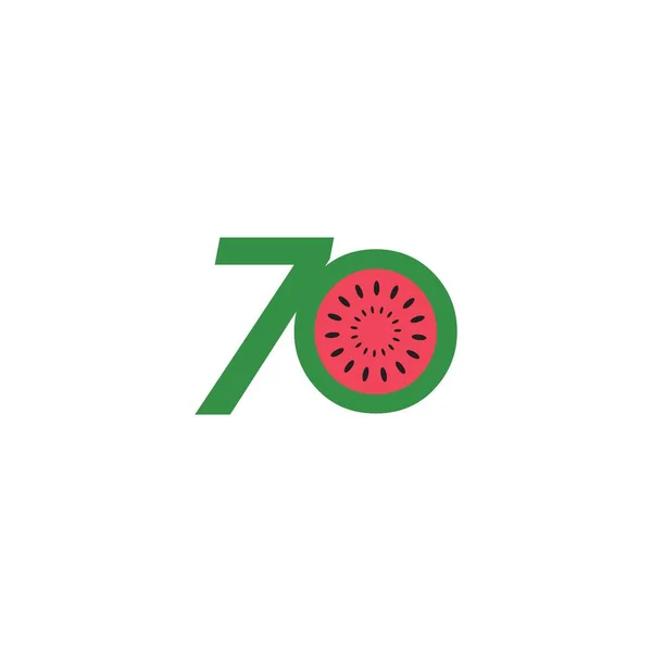 70 Year Anniversary, fruit number Vector Template Design Illustration