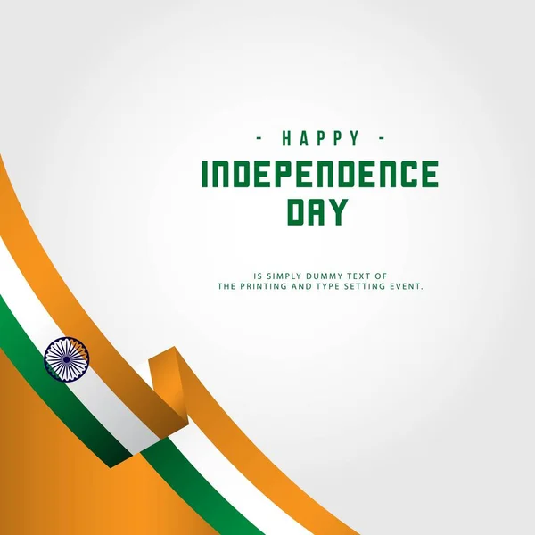 Feliz Día de la Independencia de la India Vector Template Design Illustration — Archivo Imágenes Vectoriales