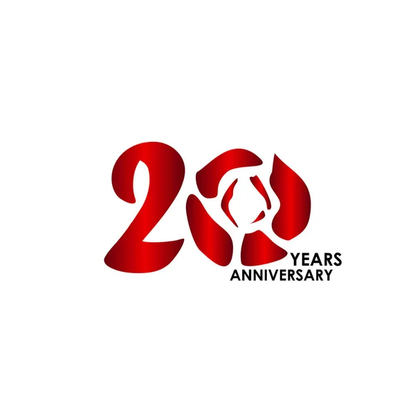 20 Anos Anniversary Flower Vector Template Design Ilustração — Vetor de Stock