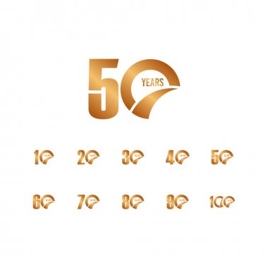 50 Yıl Dönümü Seti Vektör Şablonu Tasarım İllüstrasyon