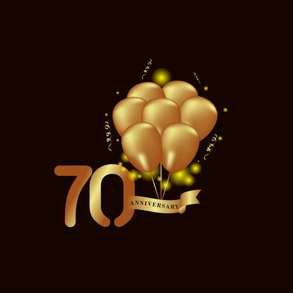 70 Year Anniversary Gold Balloon Vector Template Design Illustration