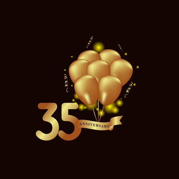 35周年金气球矢量模板设计插图 — 图库矢量图片