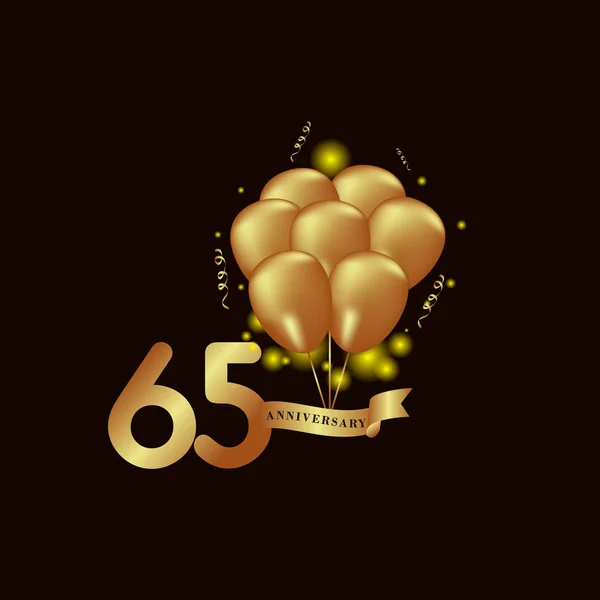 65 έτος επέτειος χρυσό μπαλόνι διανυσματικό πρότυπο σχεδίαση εικόνα — Διανυσματικό Αρχείο