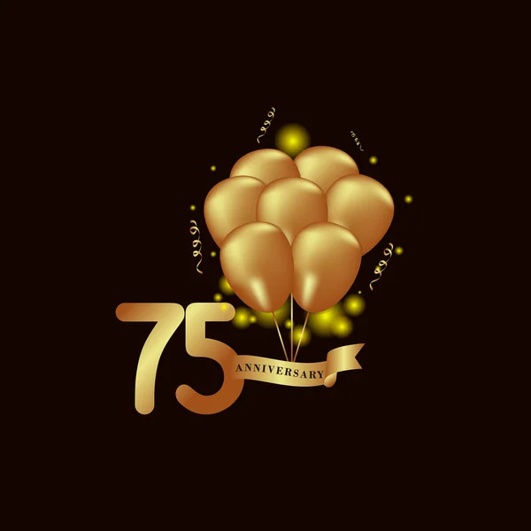75周年金气球矢量模板设计插图 — 图库矢量图片