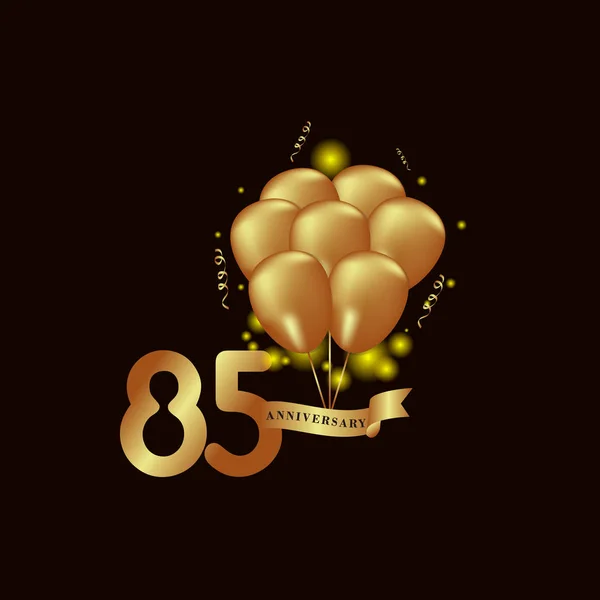 85周年金气球矢量模板设计插图 — 图库矢量图片