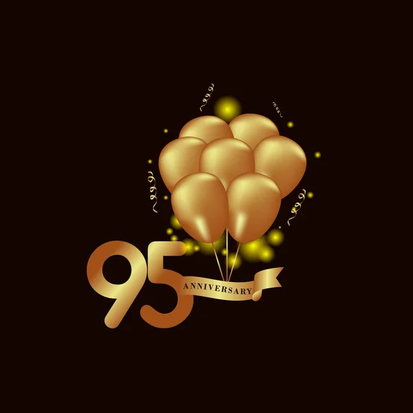 Aniversário de 95 anos Balão de ouro Modelo de vetor Ilustração Design — Vetor de Stock