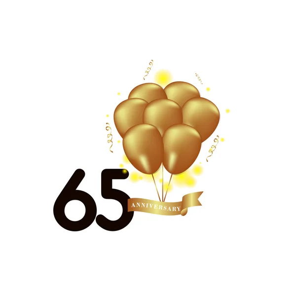 65周年黑金气球矢量模板设计插图 — 图库矢量图片