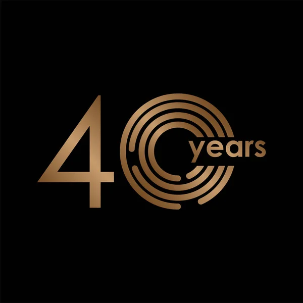 40 Aniversario Lujo Oro Negro Logo Vector Plantilla Diseño Ilustración — Archivo Imágenes Vectoriales