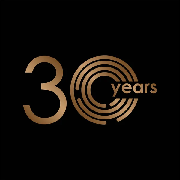 30 Year Anniversary Luxury Gold Black Logo Vector Template Design Illustration — Stock Vector