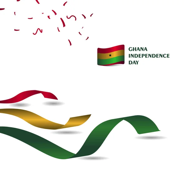 Ghana Día de la Independencia Vector Plantilla Diseño Ilustración — Vector de stock
