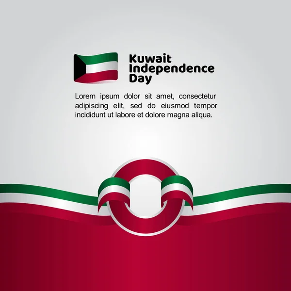 쿠웨이트 독립 기념일 플래그 벡터 템플릿 디자인 일러스트 — 스톡 벡터