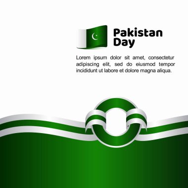Pakistan Günü Bayrağı Vektör Şablonu Tasarım İllüstrasyon