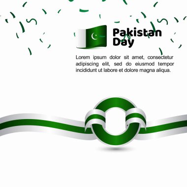 Pakistan Günü Bayrağı Vektör Şablonu Tasarım İllüstrasyon