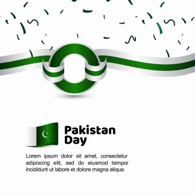 Pakistan Günü Bayrağı Vektör Şablonu Tasarım İllüstrasyon