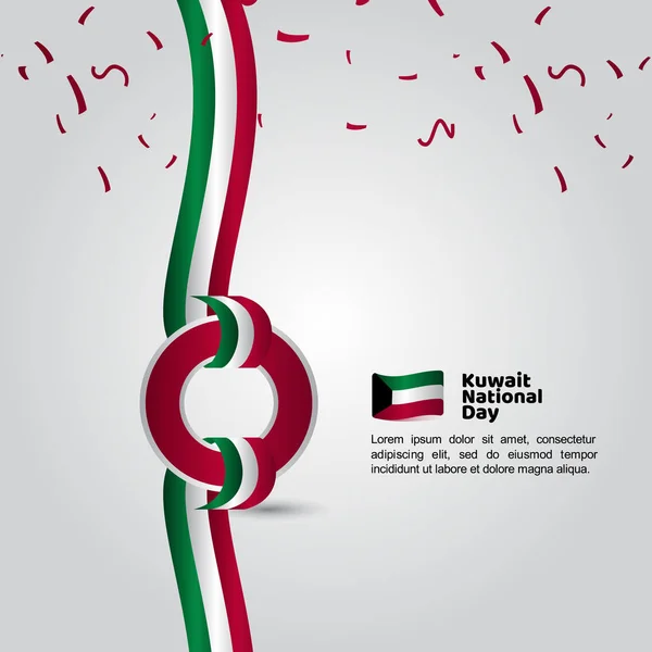 쿠웨이트, 국경일, 국기 벡터, 템플릿, 디자인 일러스트 — 스톡 벡터