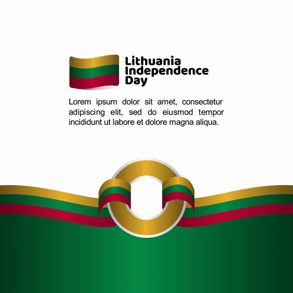 리투아니아 독립 기념일 플래그 벡터 템플릿 디자인 일러스트 — 스톡 벡터