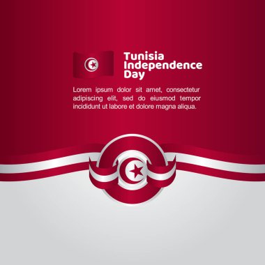 Tunus Bağımsızlık Günü Bayrak Vektör Şablonu Tasarım İllüstrasyon
