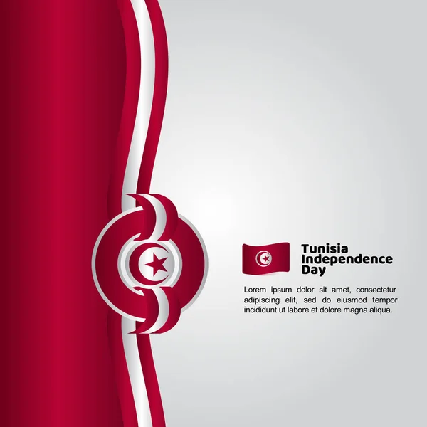 チュニジア独立記念日フラグベクトルテンプレートデザインイラスト — ストックベクタ