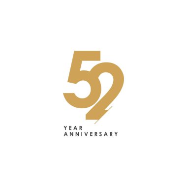 52 yıl Yıldönümü Logo Vektör Şablontasarım İllüstrasyon