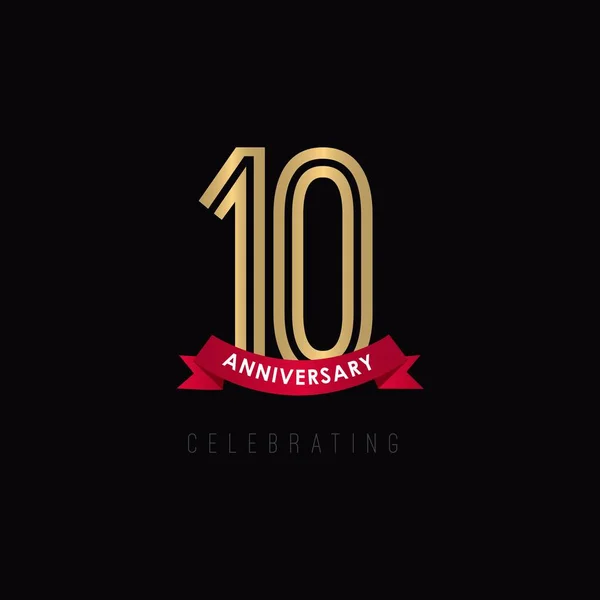 10 Aniversario Lujo Oro Negro Logo Vector Plantilla Diseño Ilustración — Vector de stock