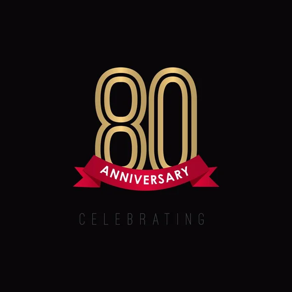 80-jähriges Jubiläum Luxus Gold schwarz Logo Vektor Vorlage Design Illustration — Stockvektor