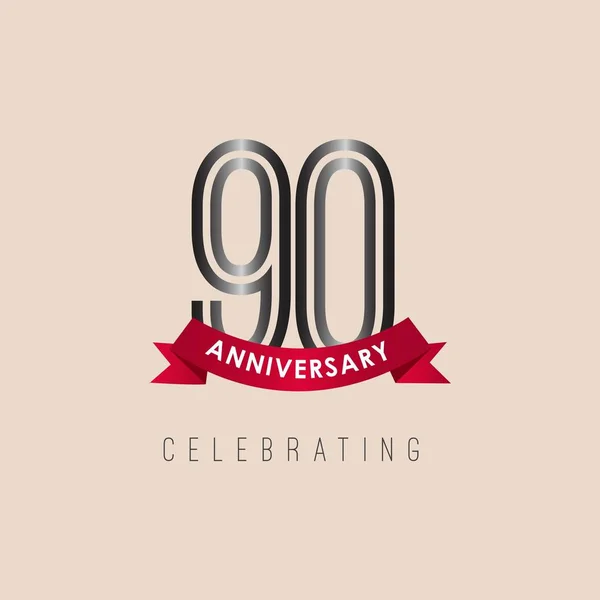 90 Jahre Jubiläum Logo Vector Template Design Illustration — Stockvektor