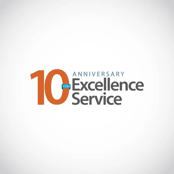 10 jaar verjaardag Excellence service vector sjabloonontwerp illustratie — Stockvector