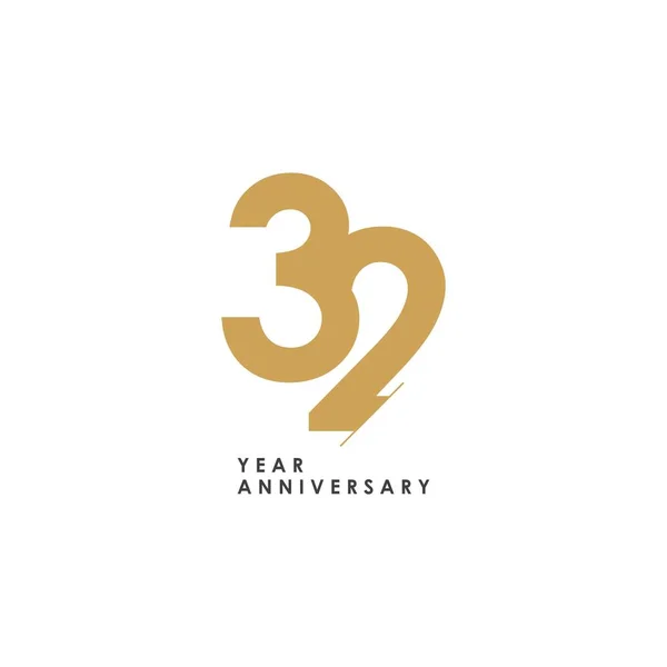 32 anos Anniversary Logo Vector Template Design Ilustração — Vetor de Stock