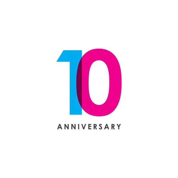 10 años Aniversario Vector Plantilla Diseño Ilustración — Archivo Imágenes Vectoriales