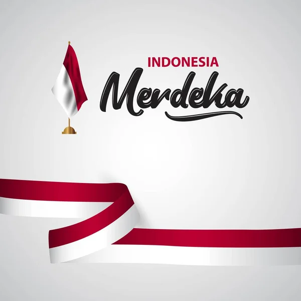 Indonesia Ilustrasi Desain Vektor Bendera Merdeka - Stok Vektor