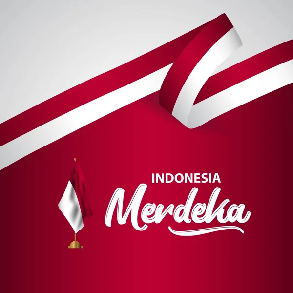 インドネシア メルデカ フラグ ベクトル テンプレート デザイン イラスト — ストックベクタ