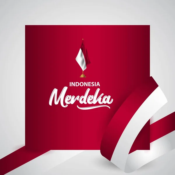 Indonesia Merdeka Bandera Vector Plantilla Diseño Ilustración — Vector de stock