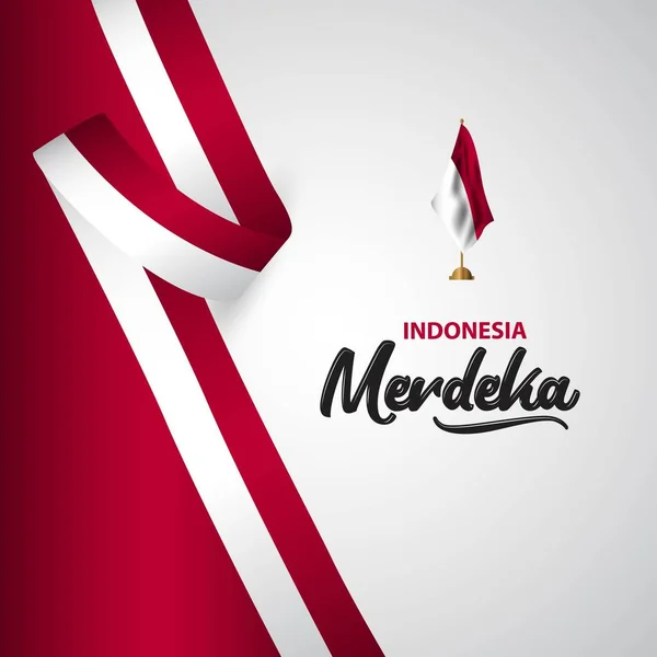 インドネシア メルデカ フラグ ベクトル テンプレート デザイン イラスト — ストックベクタ