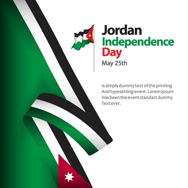 Jordan Independence Day Vector Template Diseño Ilustración — Archivo Imágenes Vectoriales