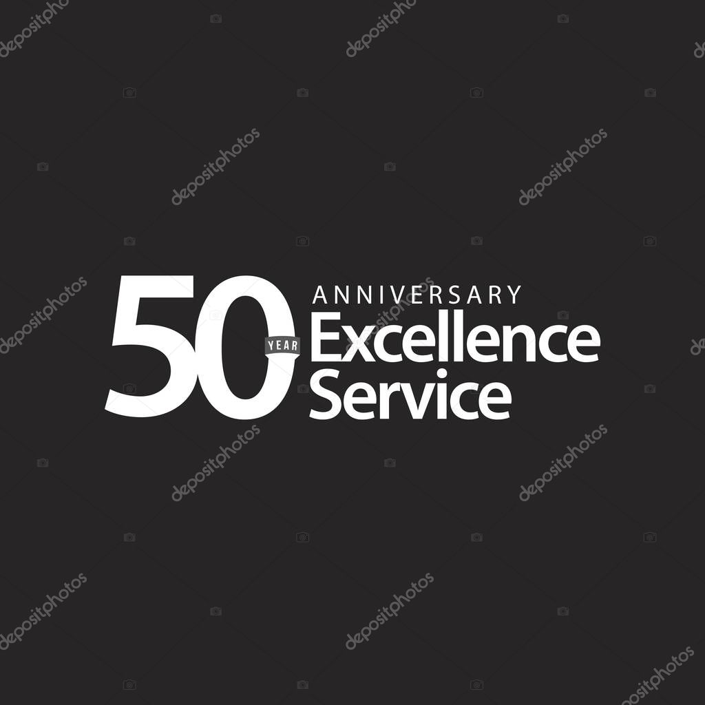 50 Year Anniversary Excellence Service Vector Template Design Illustration