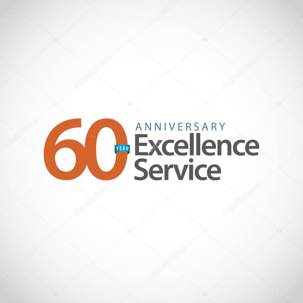 60 Year Anniversary Excellence Service Vector Template Design Illustration