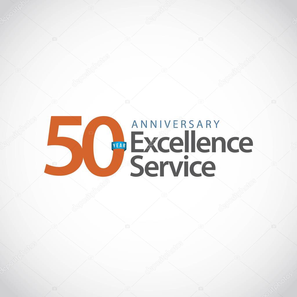 50 Year Anniversary Excellence Service Vector Template Design Illustration