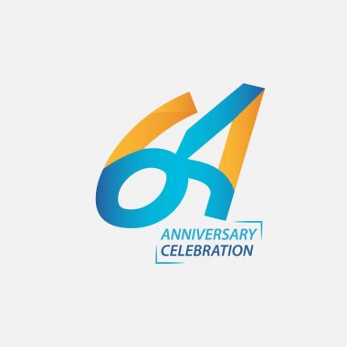 64 Yıl Yıldönümü Kutlama Şablonu Tasarım İllüstrasyonu