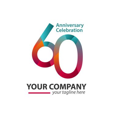 60 Yıl Yıldönümü Kutlama Şirket Vektör Şablontasarım İllüstrasyon