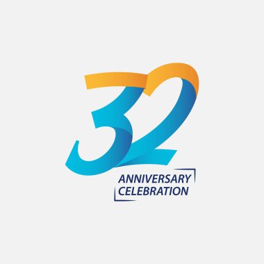 32 Yıl Yıldönümü Kutlama Şablonu Tasarım İllüstrasyonu